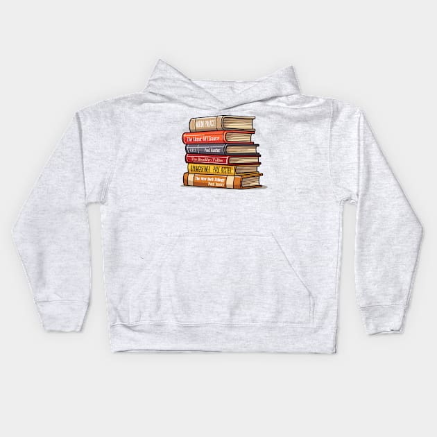 Paul Auster Book Stack - Book Lovers Gift Kids Hoodie by DankFutura